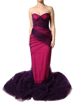Dolce & Gabbana Pink Black Strapless Sheath Mermaid Womens Dress