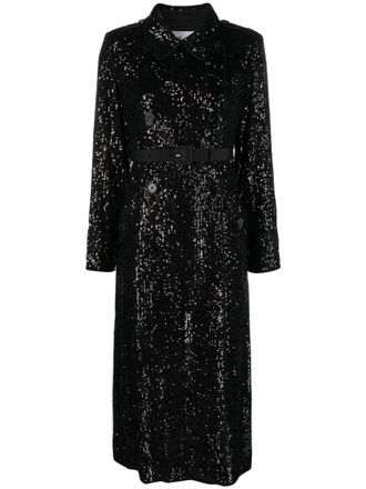 Self Portrait Cappotto con paillettes - Nero