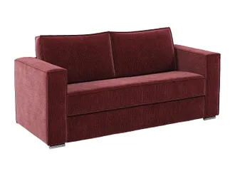 Vente-Unique Divano Letto 4 Posti Express In Tessuto Ciniglia Bordeaux Letto Con Doghe Larghe 160 Cm Materasso 22 Cm Con Memory Foam - Loreto