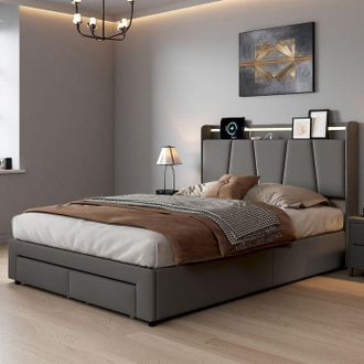 OEM Cama Lit 160x200 Cm - 250402hxf - Hidr&aacute;ulica - Led Multicolor - Usb Y Gran Almacenamiento