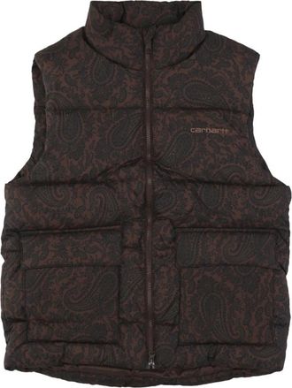 Carhartt Work in Progress Mouwloze Paisley Print Donsjack - Heren - Bodywarmers - Bruin - S - Polyester - Jassen