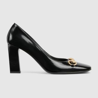 Gucci Womens Signora Pump, Black, Leather