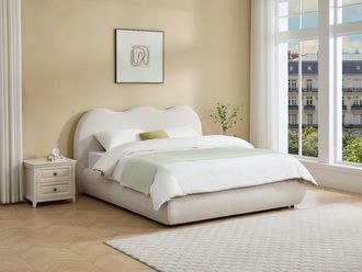 VENTE-UNIQUE.COM Cama con canap&eacute; abatible poli&eacute;ster beige 140 x 190 cm
