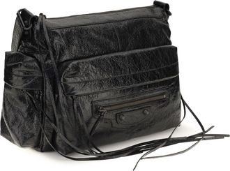 Balenciaga Mens Le City Multipocket Medium Shoulder Bag Black Lamb Ovis Aries