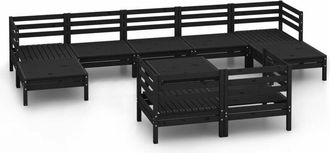 vidaXL Juego De Muebles De Jard&iacute;n 10 Pzas Madera Maciza De Pino Negro Vidaxl