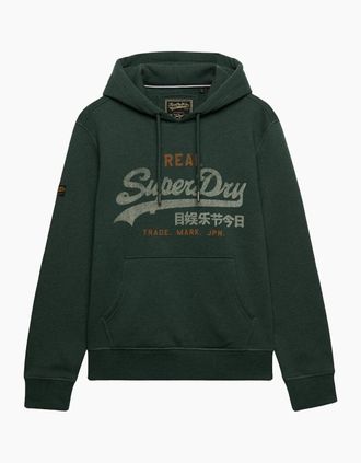Superdry Mens Superdry Mens Vintage Logo Heritage Relaxed Hoodie - Green - Size: 40