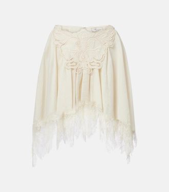 Blumarine Embroidered lace-trimmed miniskirt