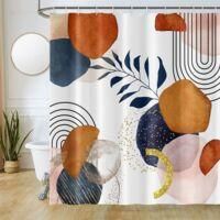 OEM Cortina De Ducha Abstracta, Cortina De Ducha Estilo Bohemio Con L&iacute;neas Negras En Terracota, Cortina De Ba&ntilde;o De Poli&eacute;ster Lavable E Impermeable Antimoh