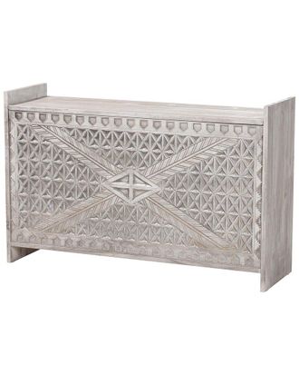 Baxton Studio Amado Wood Storage Trunk With Carved Front Panel