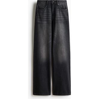 H&M Wide High Jeans in Washed Black at Nordstrom, Size 14