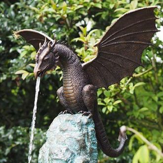 OEM Estatua De Drag&oacute;n De Resina De 35 Cm - Acabado Bronce Realista - Resistente A La Oxidaci&oacute;n - Decoraci&oacute;n De Jard&iacute;n E Interior