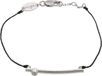 Redline Tube String Bracelet with 0.05ct Diamond in White Gold Bezel Setting, Size 16.5 cm