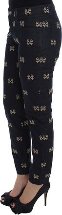 Dolce & Gabbana Womens Blue Key Embroidered Slim Fit Kate Jeans Cotton Clothing