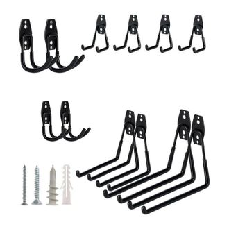 OEM Ganchos De Acero De Alta Resistencia Para Garaje, Con Revestimiento Antideslizante Para Herramientas, Escaleras Y Bicicletas, 12 Unidades, Color Negro