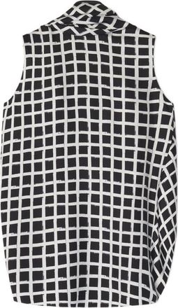 Lanvin Black White Check Knot Detail Top