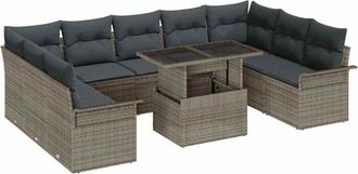 vidaXL Vidaxl - Conjunto De Sof&aacute; De Jard&iacute;n Manual 10 Pcs Gris 100 X 55 X 73 Cm