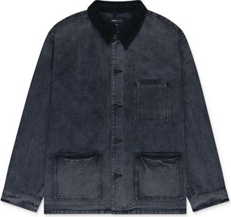 Purple Dark Indigo Corduroy Detail Workwear Canvas Jacket