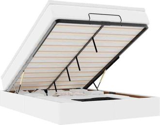 vidaXL Estructura Cama Otomana Colch&oacute;n Cuero Sint&eacute;tico Blanco Vidaxl