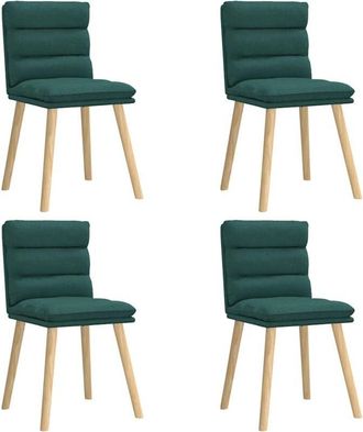 vidaXL Vidaxl - Sillas De Comedor 4 Unidades Tela Verde Oscuro