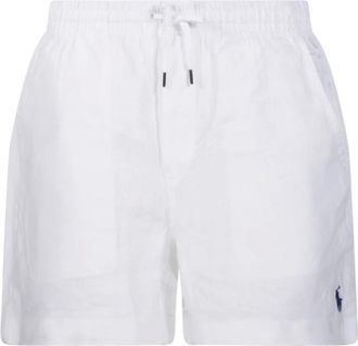 Ralph Lauren Casual Shorts, male, White, Size: XL Linen Flat Front Elasticated Drawstring Shorts
