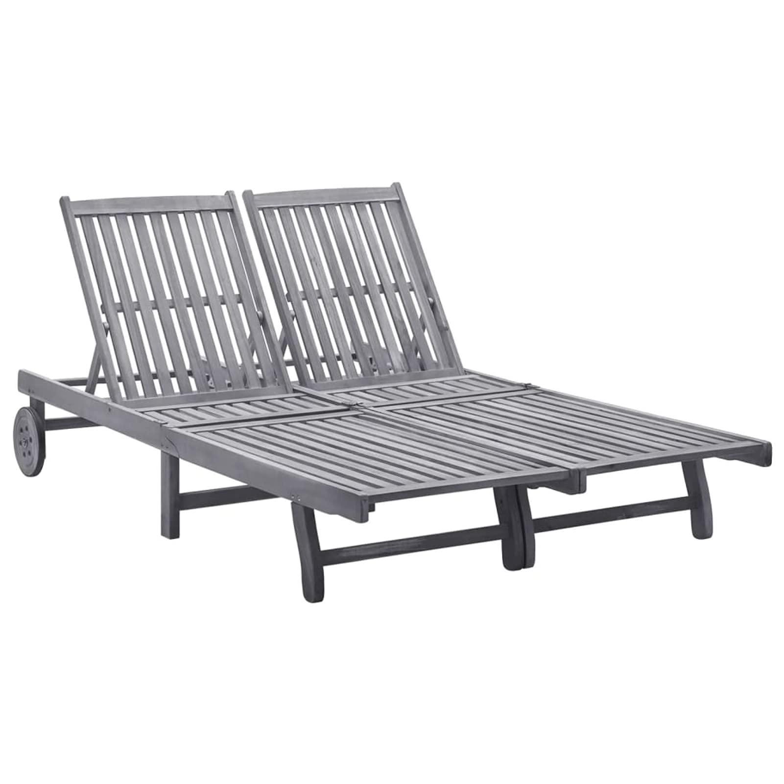 IKAYAA Doppelliege Outdoor Mit Dach - 2 Personen Sonnenliege Gartenlounger | PE-Rattan Wetterfest