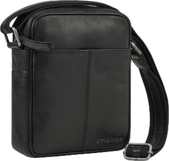 STILORD Nilo Elegant Small Leather Shoulder Bag Black Mens Crossbody Bag - Genuine Leather Satchel Bag Messenger Bags for 8.3-Inch Tablet with Many Pockets fo