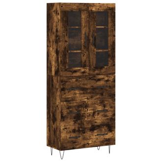 vidaXL Aparador Alto Madera Contrachapada Roble Ahumado 69,5x34x180 Cm Vidaxl