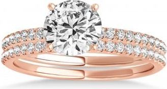 Allurez Lab Grown Diamond Accented Bridal Set Setting 14k Rose Gold (0.25ct)