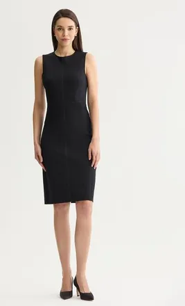Misook LuxeStretch Contrast Stitch Sheath Dress in Black/charmeuse at Nordstrom, Size Xx-Large