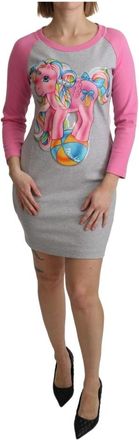Moschino Trui Jurk met Ronde Hals en 3/4 Mouwen - Dames - Korte kleedjes - Veelkleurig - M - Katoen - Kleedjes