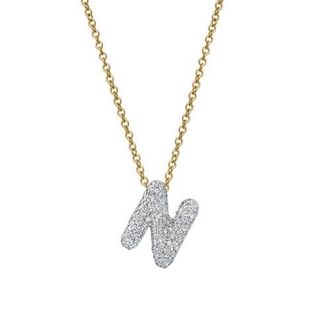 LuvMyJewelry Small Bubble Initial Letter 14K Yellow Gold Diamond Pendant Necklace in Gold N at Nordstrom