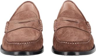 Stuart Weitzman Brown Classic Stitched Suede Loafers