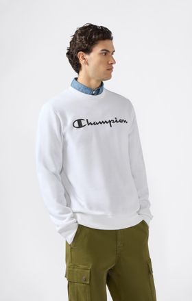 Champion Kapuzensweatshirt CHAMPION BASICS Fleece Crewneck Sweatshirt Large Logo, Herren, Gr. XXL (60/62), wht, ns, Obermaterial: 55% Baumwolle, 45% Polyester,