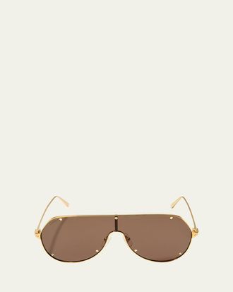 Cartier Mens Metal Shield Sunglasses