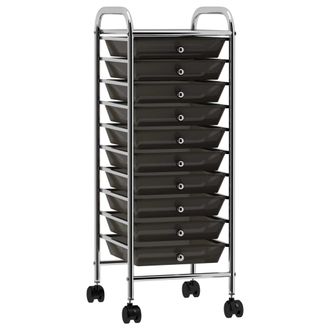 vidaXL Carrito De Almacenaje Port&aacute;til 10 Cajones Pl&aacute;stico Negro Vidaxl