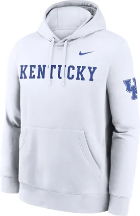 Nike Kentucky Sideline Club Nike Mens College Pullover Hoodie in White | MKDK10ANKY-TVV