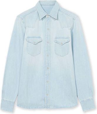 Fortela Texj Texan Bleach Wash Denim Shirt in Pale Blue at Nordstrom, Size Xx-Large Eu