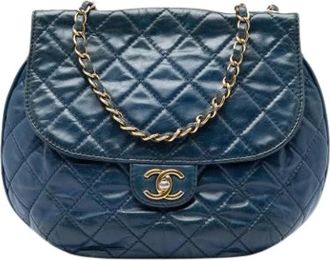 Chanel Pre-owned Vintage Quilted Flap Bag - Dames - Vintage Schoudertas - Blauw - ONE Size - Leer - Vintage