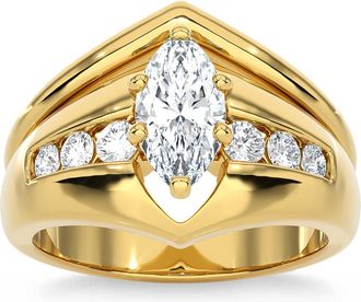 Pompeii3 Certified 2 1/3Ct TW Marquise Diamond Engagement Ring 14k Gold Lab Grown