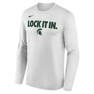 Nike Michigan State 2026 On-Court Bench Nike Mens Dri-FIT College Long-Sleeve T-Shirt in White | M22284P870MGST-WHT