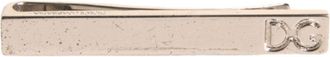Dolce & Gabbana Mens Silver Tone Brass Logo Branded Tie Clip Bar Real