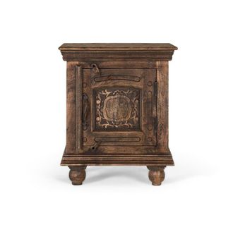 Giner&Colomer Mesita de noche fabricada en madera de mango maciza acabado rustico