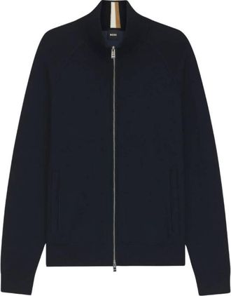 HUGO BOSS Zip-Up Cardigan In Cotton And Virgin Wool, Size XX-Large