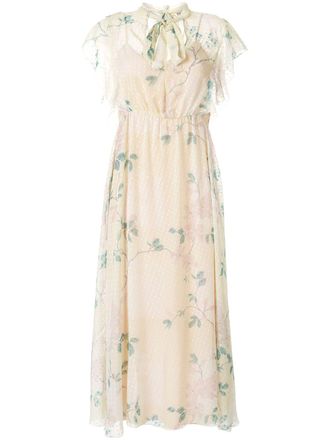 Red Valentino polka dot floral dress - Yellow