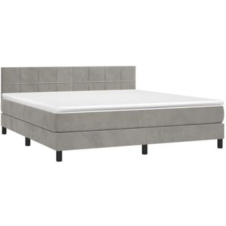 vidaXL Vidaxl - Cama Box Spring Con Colch&oacute;n Terciopelo Gris Claro 180x200 Cm