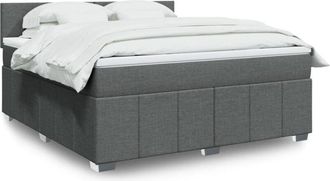 vidaXL Vidaxl - Cama Box Spring Con Colch&oacute;n Tela Gris Oscuro 180x200 Cm
