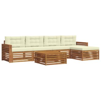 vidaXL Conjunto De Sof&aacute;s De Exterior Con Coj&iacute;n 6 Pcs Natural Y Crema Vidaxl