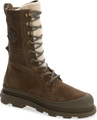 Moncler Vera Genuine Shearling Trim Boot in Warm Taupe at Nordstrom, Size 40.5