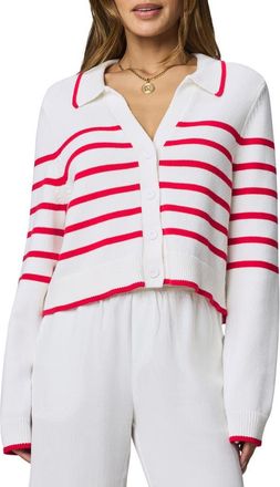 Splendid Nicolette Stripe Cardigan in White/Rouge at Nordstrom, Size X-Small