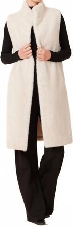 Dolce Cabo Faux Fur Long Vest In Creme